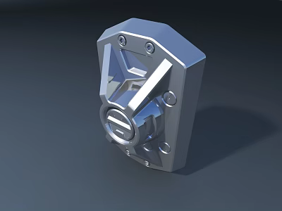 Industrial Equipment Metal Lock Component With Shiny Silver Finish And Screws 3d model