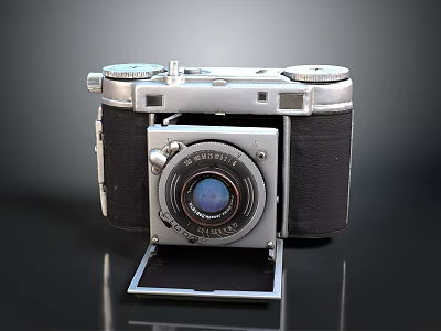 Vintage Film Camera With Classic Lens Leather Body And Control Knobs 3d model
