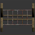 Rustic Wooden Furniture With Cross Legs And Red Striped Rungs Structure Design