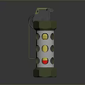 3D Rendered Hand Grenade With Metallic Structure Pull Pin And Red Base Design