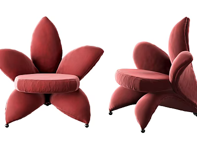 Red Flower Shaped Kids Chair Soft Petal Design For Toddlers Cute Indoor Furniture 3d model