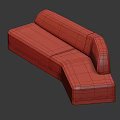 Modern Curved Fabric Sofas With Light Colored Upholstery And Dark Base 3d model