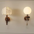 Elegant Wall Lamps with Floral Pattern Shade and Round Globe Wooden Base Mounted on Wall