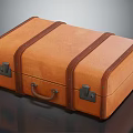 Classic Brown Leather Suitcase With Strap Detail Metal Clasp And Handle