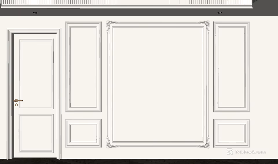 Elegant Interior Wall Decor With Classic Gypsum Molding Frame Design 3d model 