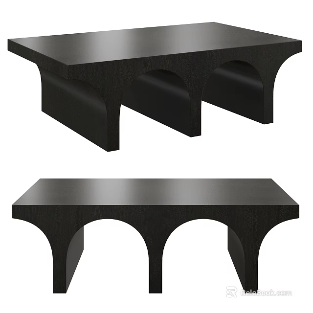 Modern Black Coffee Table With Arched Legs And Sleek Surface Design 3d model 