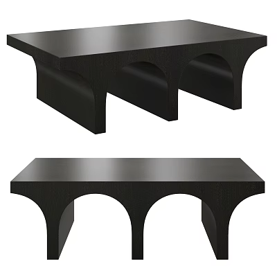 Modern Black Coffee Table With Arched Legs And Sleek Surface Design 3d model