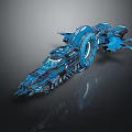 Blue Futuristic Sci Fi Spaceship Model With Complex Design And Glossy Surface Details 3d model