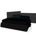Modern Double Bed With Black Headboard And Black Bedding Decorative Pillows