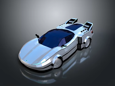 Silver Sleek Sports Car With Blue Windows Rear Spoiler And Modern Aerodynamic Design 3d model