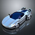 Silver Sleek Sports Car With Blue Windows Rear Spoiler And Modern Aerodynamic Design