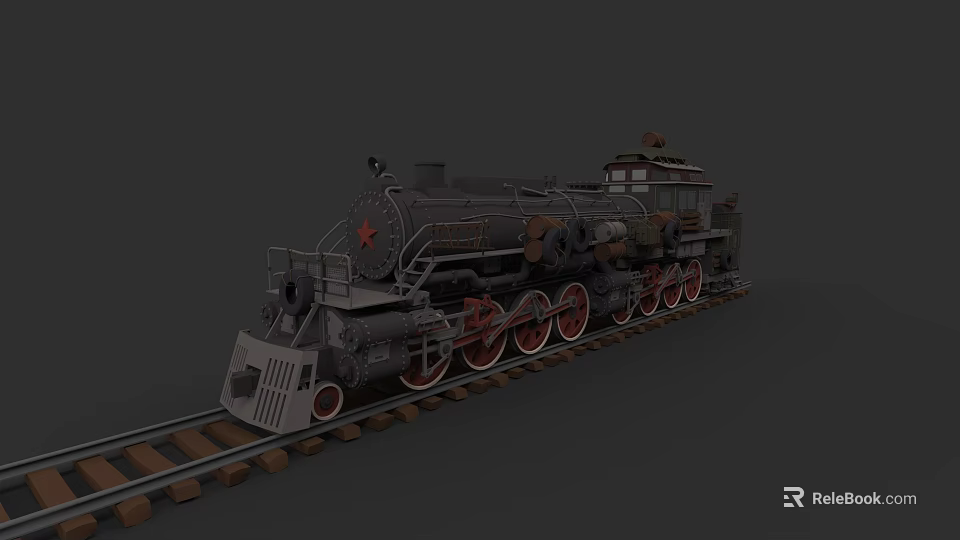 Detailed Vintage Subway Train Model on Rail Tracks with Classic Design 3d model 