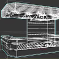 Modern Reception Desk With Striped Design Multiple Shelves Green Accents And DAK Logo