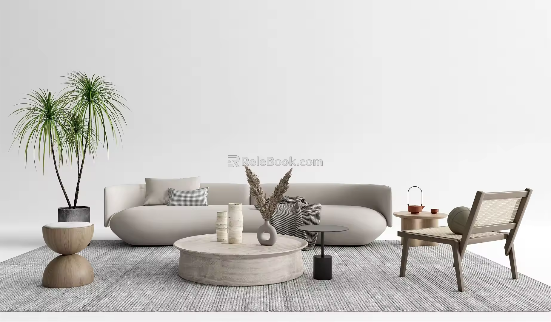 Quiet sofa tea table combination 3d model