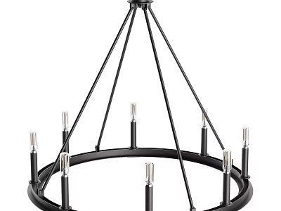 Modern Black Metal Chandelier With Multiple Arms And Candle Style Bulb Bases 3d model