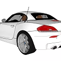 White BMW Convertible Sports Car Featuring Sleek Front Grille Alloy Wheels And Brown Leather Seats