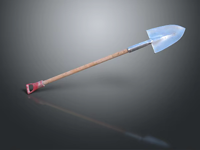 Agricultural Equipment Shovel With Wooden Handle And Metal Blade For Farming Use 3d model