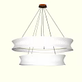 Modern Two Tiered Textured White Chandelier Hanging From Ceiling With Soft Ambient Light