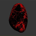 Glowing Sphere with Red Cracked Texture on Black Background and Reflection
