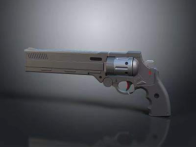 Modern Metallic Revolver Weapon 3D Rendered With Detailed Components And Studio Lighting Background 3d model