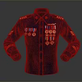 Dark Blue Military Uniform With Gold Shoulder Epaulettes Medals And Arm Patches