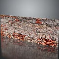 Weathered Stone Wall With Red Bricks And Gray Stones Reflective Surface Design 3d model