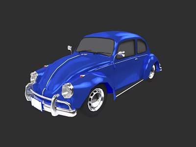 Blue Vintage Beetle Car With Classic Design Shiny Exterior And Retro Style 3d model