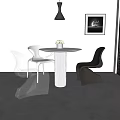 Modern Minimalist Round Table and Chairs Set With Golden Acrylic White Dark Gray Chairs