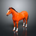 Orange Horse With Black Mane Tail And White Hooves On Gray Background