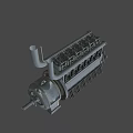 Industrial Engine With Multiple Cylinders Pipes Mechanical Structure And Metal Parts