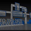 Technology Revolution Industry Transformation Conference Backdrop with TO THE NEW FUTURE and Blue White Frames