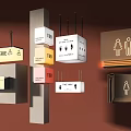 Road Facilities Including Directional Restroom And Bakery Signs In Various Colors