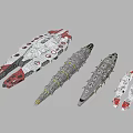 Detailed Sci Fi Spacecraft Models With Varied Designs And Color Schemes 3d model