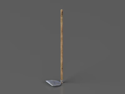 Agricultural Equipment With Wooden Handle And Metal Blade For Farming Use 3d model