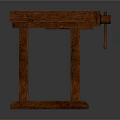 Wooden Long Table with Cross Legs and Drawers Simple Dark Brown Living Essentials