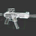 Modern Military Assault Rifle With Wooden Grip Stock And Tactical Scope