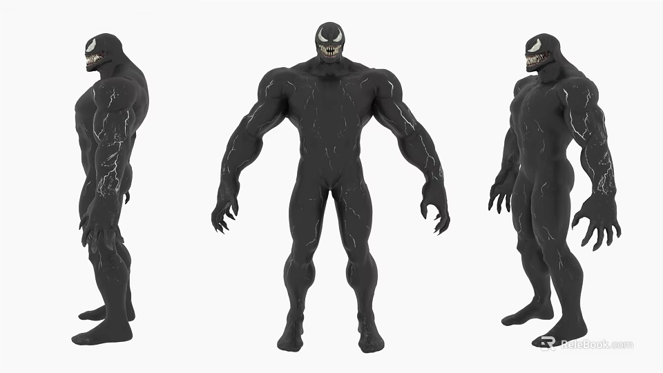 Black Muscular Humanoid Action Figure With Detailed Design And Textured Body 3d model 