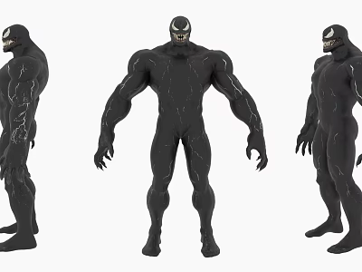 Black Muscular Humanoid Action Figure With Detailed Design And Textured Body 3d model