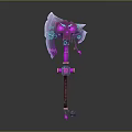 Fantasy Glowing Axe Weapon Design With Purple Pink Accents And Intricate Patterns