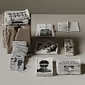 Vintage Newspapers Stacks With Open Pages Headlines And Bundles On Table