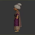 Elderly Woman in Purple Sari with Decorative Headpiece Smiling Arms Outstretched