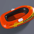 Orange Inflatable Explorer 100 Boat With Flame Pattern For Water Activities 3d model