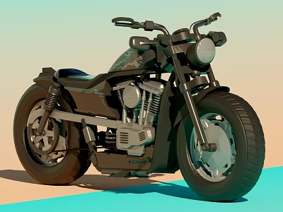 Vintage Black Motorcycle With Classic Design Big Wheels And Chrome Accents 3d model