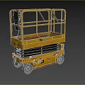 Industrial Equipment Yellow Mobile Scissor Lift With Safety Guardrails Hydraulic Lifting System And Wheels