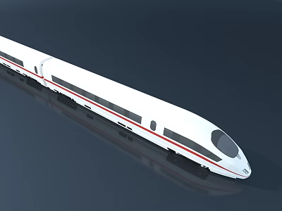 Modern High Speed Train Streamlined Exterior Design With White Body And Red Stripe 3d model