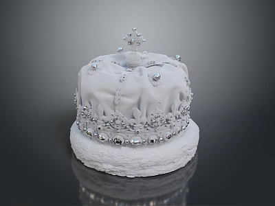 Decorative White Cake Shaped Storage Box With Silver Ornaments Beads And Base 3d model