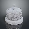 Decorative White Cake Shaped Storage Box With Silver Ornaments Beads And Base