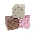 Diamond Tufted Upholstered Sofa Stools in Gray Brown and Pink Colors