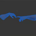 Human Hands With Fingers Pointing Towards Each Other On Gray Background With Reflection 3d model