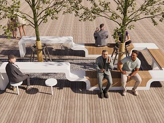 Modern Outdoor Chair Landscape Seat Tree Pool Seat 3d model